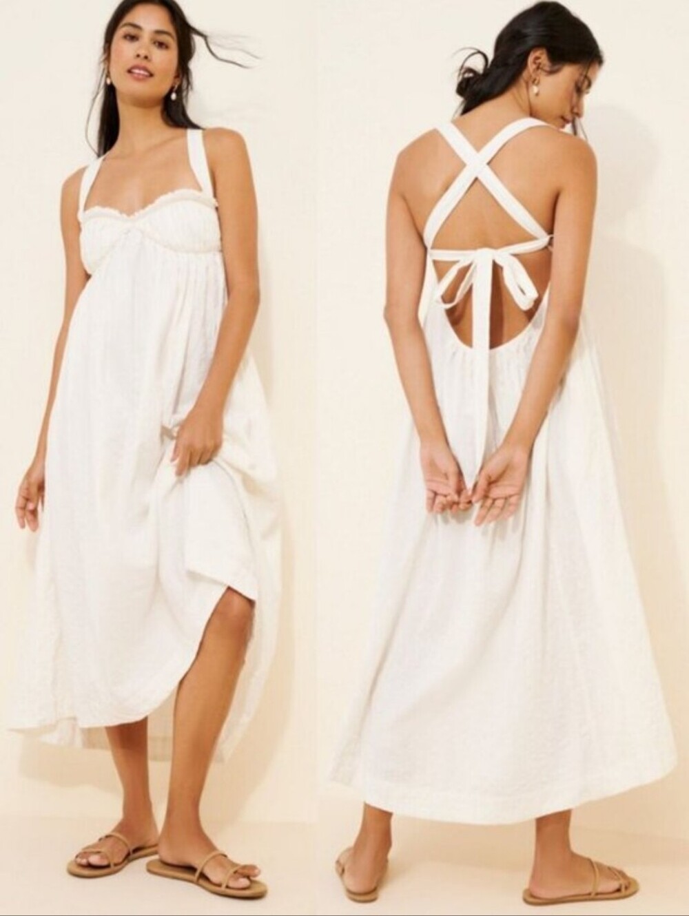 Free People Free-Est Coconut Milk Ivory Poppy Midi Dress XS NWT Whimsygoth Boho - Picture 13 of 16